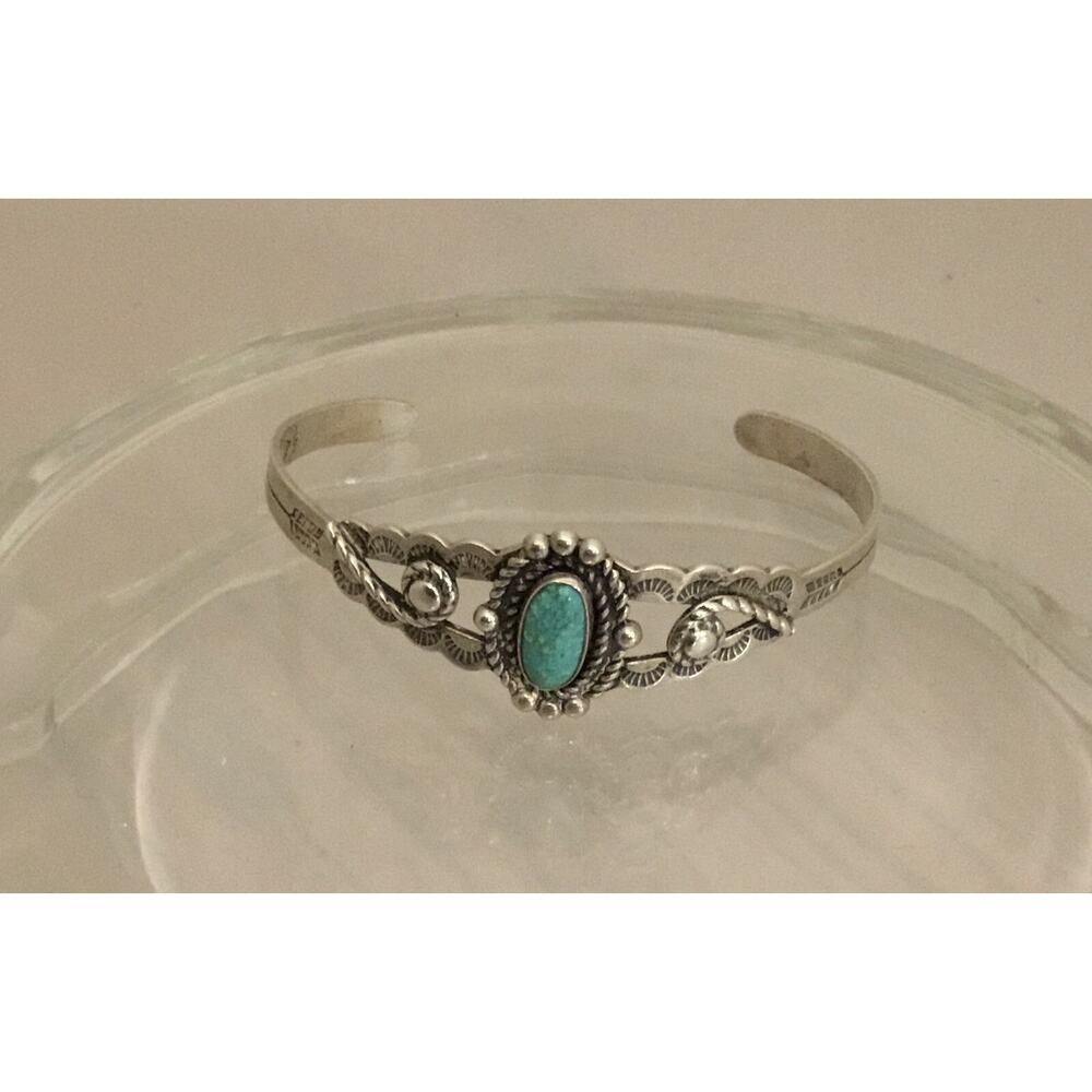 Vintage Bell Trading Co Sterling Arrows Turquoise Cuff Fred Harvey Era/Navajo